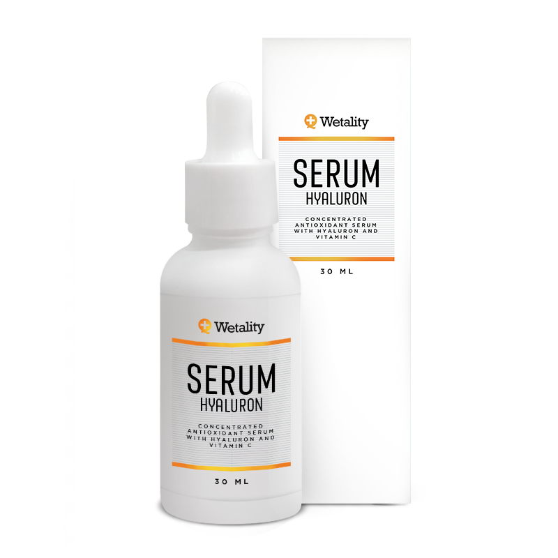 Hyaluron-Serum skin care wetality Serum Hyaluron - 30 ml bottle with CBD, Vitamin C, and Hyaluronic Acid to hydrate, plump, and restore skin balance for all skin types.