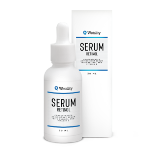 Serum Retinol - 30 ml bottle with CBD, Vitamin E, and Retinol for anti-aging, collagen boosting, and smoother skin texture.
